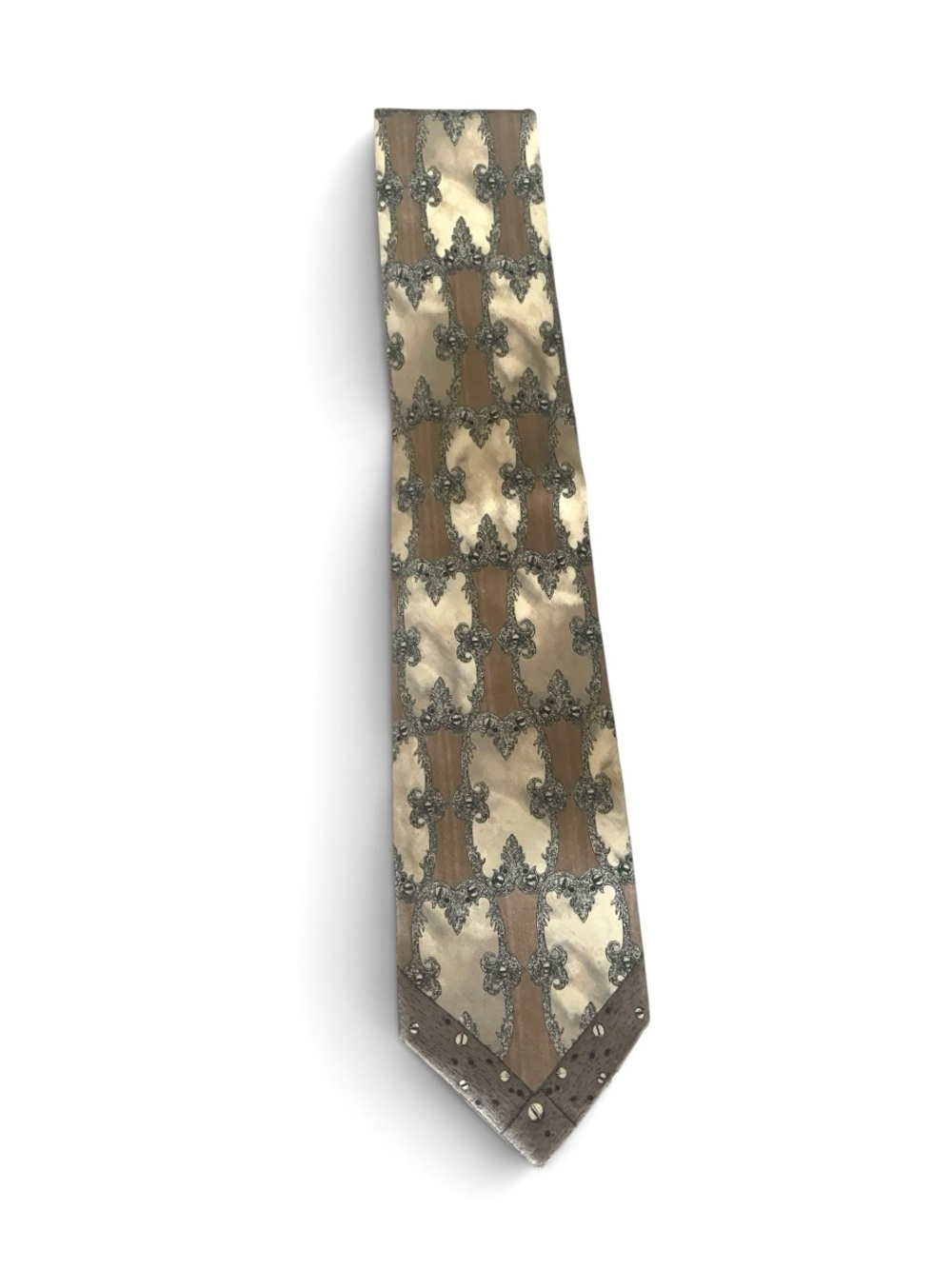 Gianfranco Ferré Gray and Cream Patterned Silk Tie
